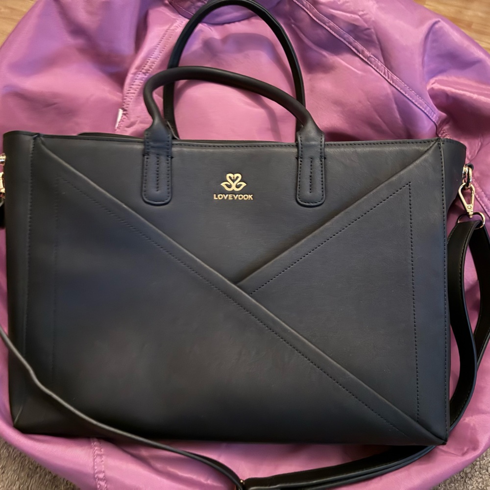 Lovevook Black Structured Leather Tote